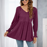 T-shirt bouffant à manches longues et encolure en V