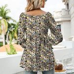 Chemise Á Manches Longues Bouffantes Imprimée