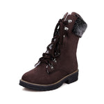 Bottes Mi-Mollet en Daim à Lacets Hiver