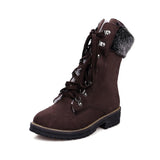 Bottes Mi-Mollet en Daim à Lacets Hiver
