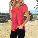 T-shirt coupe slim en dentelle à col en V