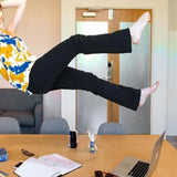 Pantalon évasé uni taille haute droit