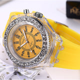 Montre à quartz lumineuse sertie de diamants