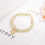 Wotian Jade Bracelet Porte-bonheur en Feuille d'Or