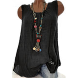 Gilet uni sans manches en coton et lin