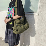 Sac messager en toile de couleur unie