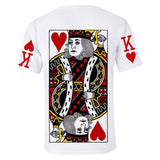 T-shirt Col Rond D'été Imprimé Motif Cartes à Jouer - ciaovie