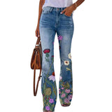 Pantalon femme skinny décontracté à motif fleuri