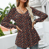 Chemise Á Manches Longues Bouffantes Imprimée