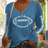 T-shirt décontracté à manches longues Gameday Football Lover pour femme