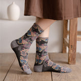 Chaussettes mi-mollet à fleurs en relief