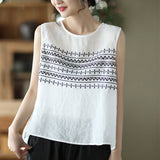 Gilet En Lin Ample Brodé D'été