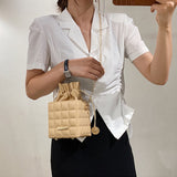 Sac à bandoulière à carreaux avec cordon de serrage