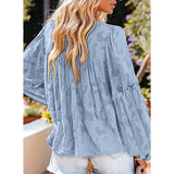 Elégant chemisier unicolore à manches longues