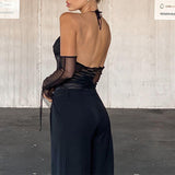 Haut à Licou En Maille Transparente à Épaules Dénudées