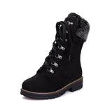 Bottes Mi-Mollet en Daim à Lacets Hiver