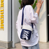 Sac à Bandoulière en Toile à Empiècements