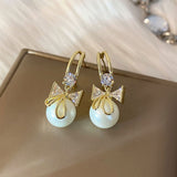 Boucles d'Oreilles de Perles de Cristal de Papillon de Mode