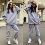 Sweat à capuche décontracté deux pièces de couleur unie
