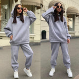 Sweat à capuche décontracté deux pièces de couleur unie