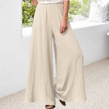 Pantalon Large En Coton Et Lin Grande Taille