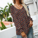 Chemise Á Manches Longues Bouffantes Imprimée