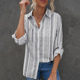 Chemise à Manches Longues et Revers Rayés