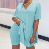 Ensemble Top & Short à manches chauve-souris et col en V