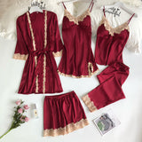 Pyjama sexy en soie 5 pièces