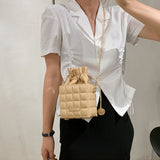 Sac à bandoulière à carreaux avec cordon de serrage