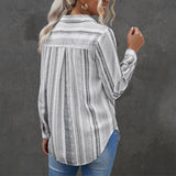 Chemise à Manches Longues et Revers Rayés