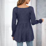 T-shirt bouffant à manches longues et encolure en V
