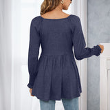 T-shirt bouffant à manches longues et encolure en V
