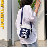 Sac à Bandoulière en Toile à Empiècements