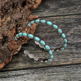 Boucles d'oreilles créoles vintage turquoise en forme de C