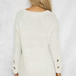 Robe en tricot avec col en V et laçage - ciaovie