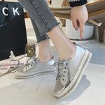 Baskets en cuir argent diamant