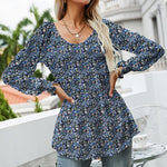 Chemise Á Manches Longues Bouffantes Imprimée