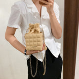 Sac à bandoulière à carreaux avec cordon de serrage