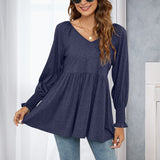 T-shirt bouffant à manches longues et encolure en V