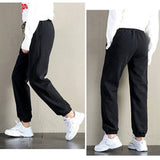 Pantalon de Jogging Solide en Coton Polaire Chaud pour Femme