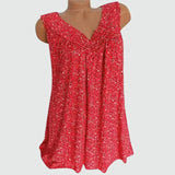 Débardeur d'été sans manches avec col en V et imprimé floral