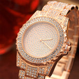 Montre à quartz en alliage pour femme avec diamants