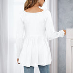 T-shirt bouffant à manches longues et encolure en V