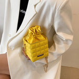 Sac à bandoulière à carreaux avec cordon de serrage