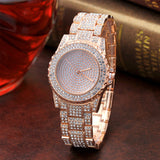 Montre à quartz en alliage pour femme avec diamants