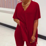 Ensemble Top & Short à manches chauve-souris et col en V