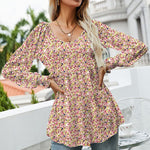 Chemise Á Manches Longues Bouffantes Imprimée
