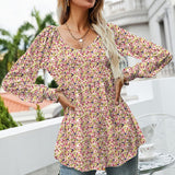 Chemise Á Manches Longues Bouffantes Imprimée