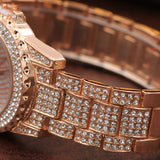 Montre à quartz en alliage pour femme avec diamants